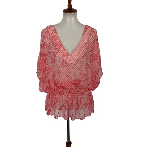 Coco Contours Silk Sheer Top Small Pink Boho Beach Coverup Festival - Picture 1 of 5